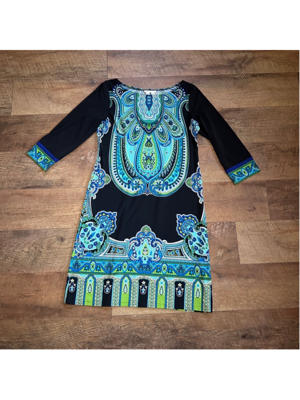 Women's London Times Dress Size 8 Black Blue Summer